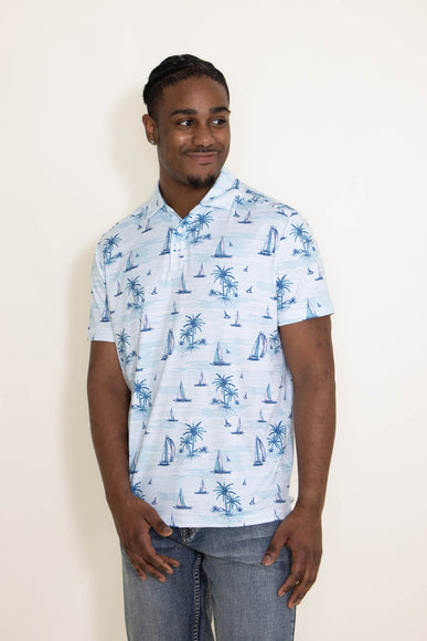 The Endless Summer Sail Boat Performance Polo for Men in Blue 