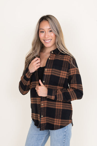 Thread & Supply Rosalind Plaid Button Up Shirt for Women in Black