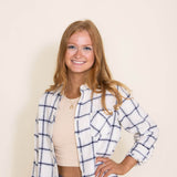 Thread & Supply Xenon Blue Plaid Button Up Top for Women in White