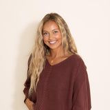 Miracle Clothing Cable Knit Dolman Sweater for Women in Maroon