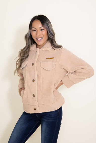 Women's Simply Southern Clothing Soft Sherpa Shacket for Women in Brown 2