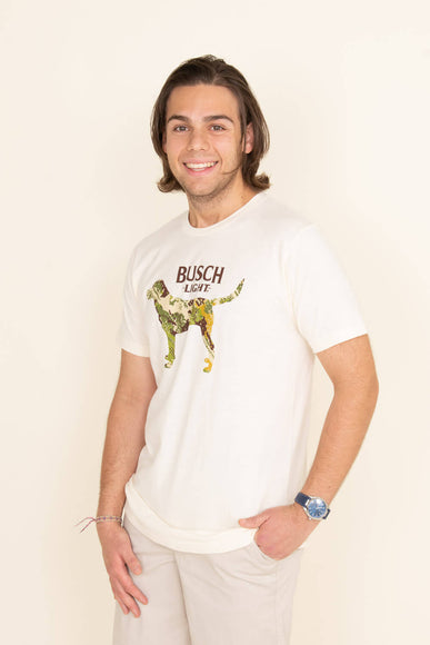 Brew City Apparel Busch Light Camo Dog T-Shirt for Men in Natural White
