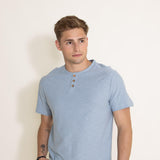 1897 Original Solid Henley Cotton Shirt for Men in Blue