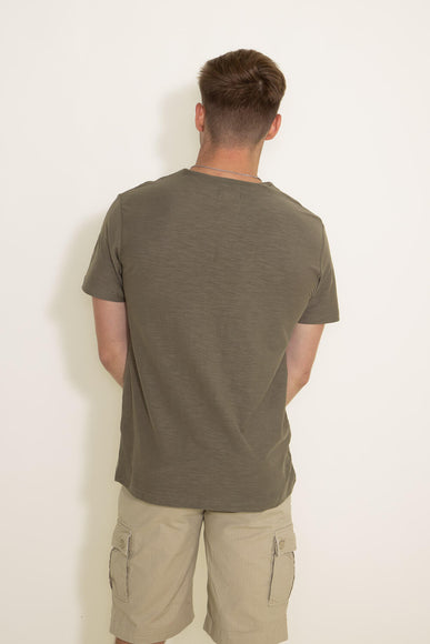1897 Original Solid Henley Cotton Shirt for Men in Military Green