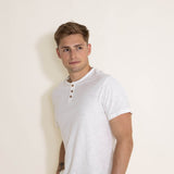 1897 Original Solid Henley Cotton Shirt for Men in White