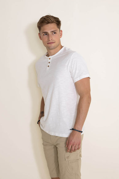 1897 Original Solid Henley Cotton Shirt for Men in White