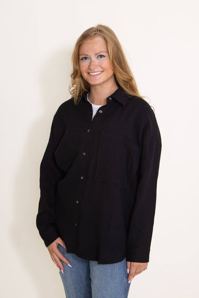 ACOA Clothing Oversized Boyfriend Shirt for Women in Black
