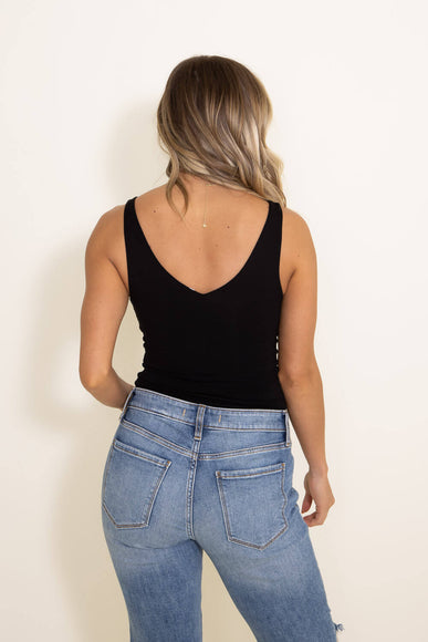 Seamless Double Layer Knit Basic Tank Top for Women in Black