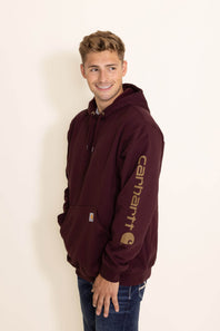 Carhartt Logo Sleeve Hoodie for Men in Port Maroon
