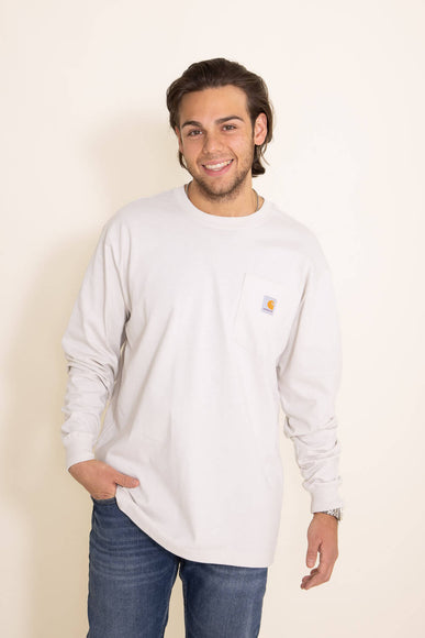 Carhartt Long Sleeve Loose Fit Pocket Tee for Men in White