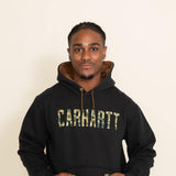 Carhartt Midweight Camo Logo Graphic Hoodie for Men in Black