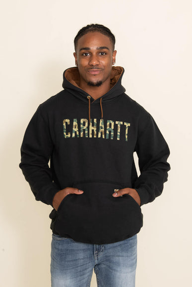 Carhartt Midweight Camo Logo Graphic Hoodie for Men in Black