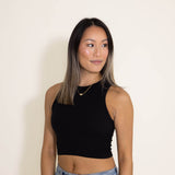 Ribbed Scoop Neck Cropped Brami for Women in Black