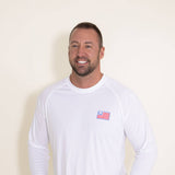 Huk Fishing Huk and Bars Pursuit Long Sleeve Tee for Men in White