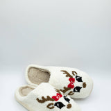 Christmas Reindeer Slippers for Women in White