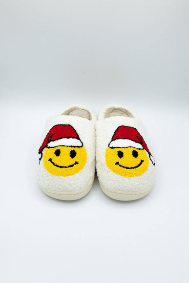 Christmas Smiley Face Slippers for Women in White