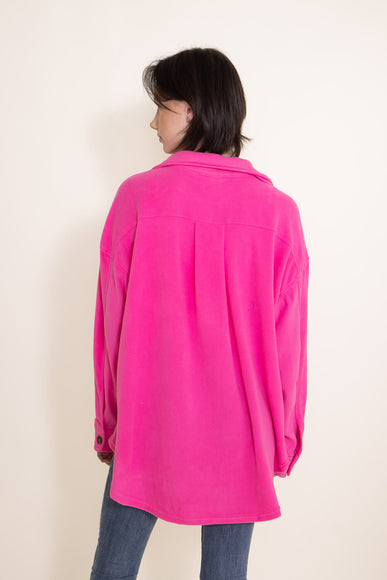 La Miel Sunset Fleece Shacket for Women in Candy Pink
