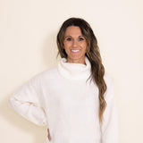 Miracle Clothing Cowlneck Cutout Sweater for Women in White