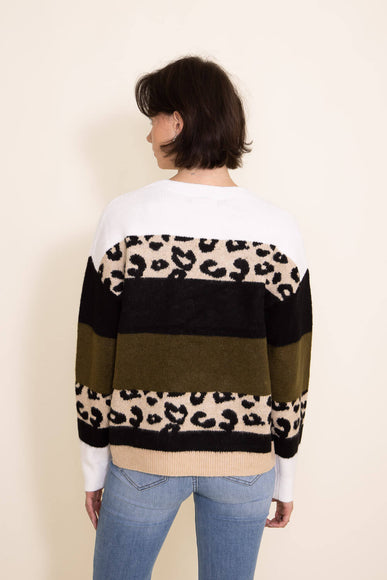 Miracle Clothing Colorblock Animal Print Sweater for Women in Green