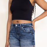 Silver Jeans Dark Wash Boyfriend Denim Shorts for Women