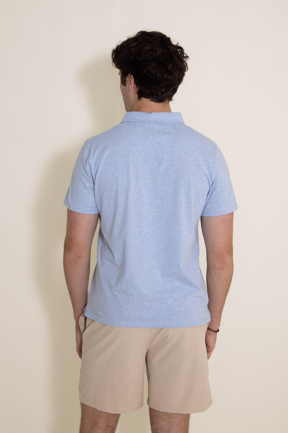 Simply Southern Solid Heather Polo Shirt for Men in Light Blue