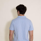 Simply Southern Solid Heather Polo Shirt for Men in Light Blue