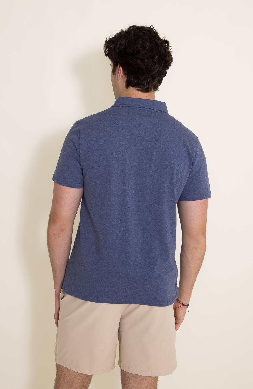 solid blue polo shirt