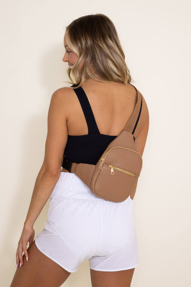 Slim Front Pocket Sling Bag for Women in Brown