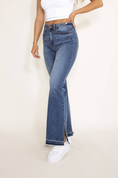 Sneak Peek Mid Rise Split Hem Bootcut Jeans for Women