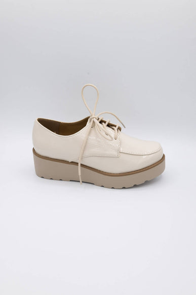 Soda Shoes Jimbo Lace Up Platform Loafers for Women in White