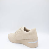 Soda Shoes Annie Wedged Sneakers for Women in Beige