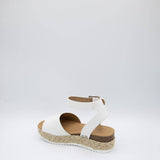 Soda Shoes Youth Topic Platform Sandals for Girls in White