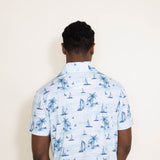 The Endless Summer Sail Boat Performance Polo for Men in Blue 