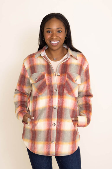 Thread & Supply Chandler Plaid Shacket for Women in Pink 