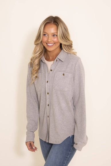 Thread & Supply Lewis Button Up Shirt for Women in Khaki Grey