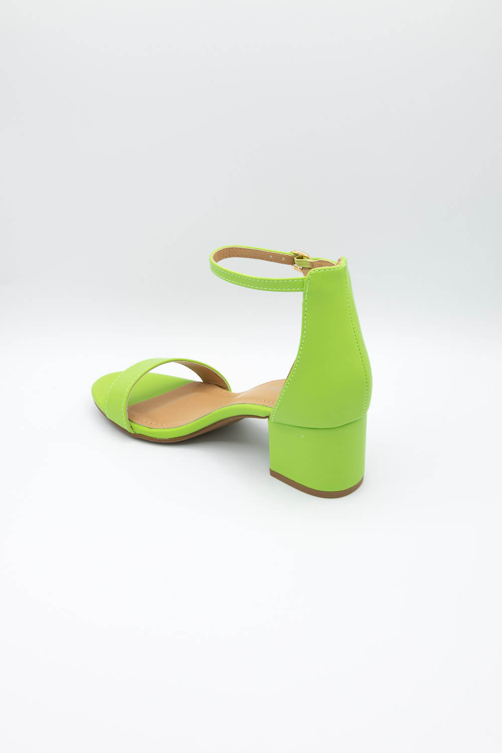 Viola Lime Satin Strappy Square Toe Platform Flat Block Heels | Public  Desire