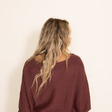 Miracle Clothing Cable Knit Dolman Sweater for Women in Maroon