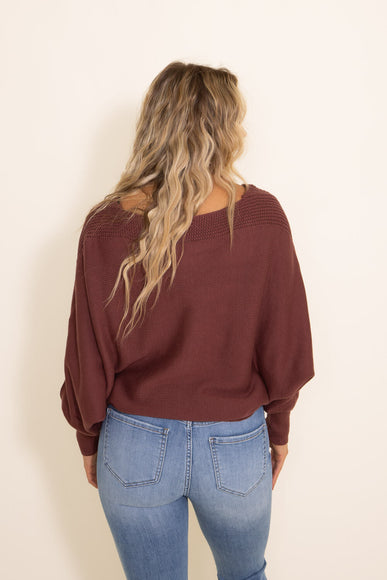 Miracle Clothing Cable Knit Dolman Sweater for Women in Maroon