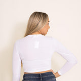 Active Long Sleeve Ribbed Cropped Tee for Women in White