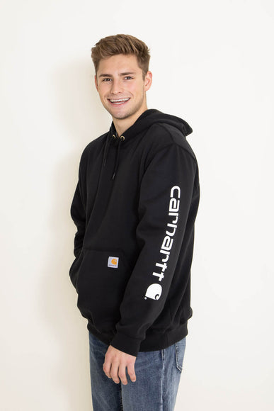Carhartt Logo Sleeve Graphic Hoodie for Men in Black