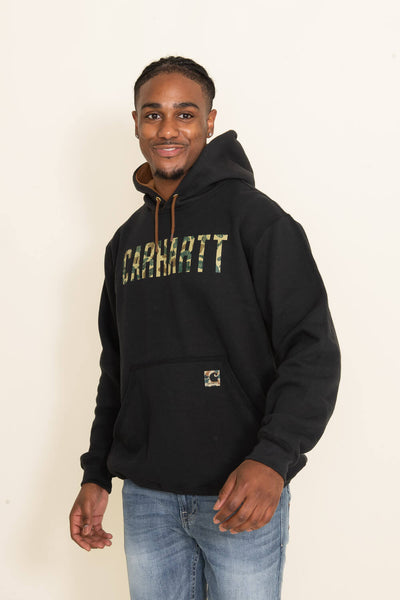 Carhartt Midweight Camo Logo Graphic Hoodie for Men in Black | 105486 ...