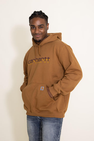 Carhartt Rain Defender Midweight Logo Hoodie for Men in Brown