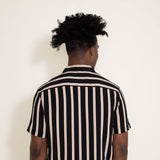 Denim & Flower Woven Button-Down Stripes Shirt for Men in Black