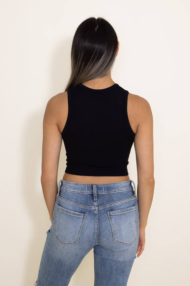 Ribbed Scoop Neck Cropped Brami for Women in Black