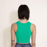 Ribbed Scoop Neck Cropped Brami for Women in Green
