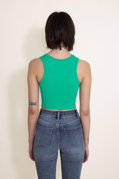 Ribbed Scoop Neck Cropped Brami for Women in Green