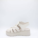 Soda Shoes Pullout Fisherman Lug Sandals for Women in Bone