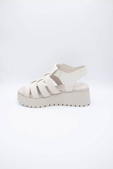Soda Shoes Pullout Fisherman Lug Sandals for Women in Bone