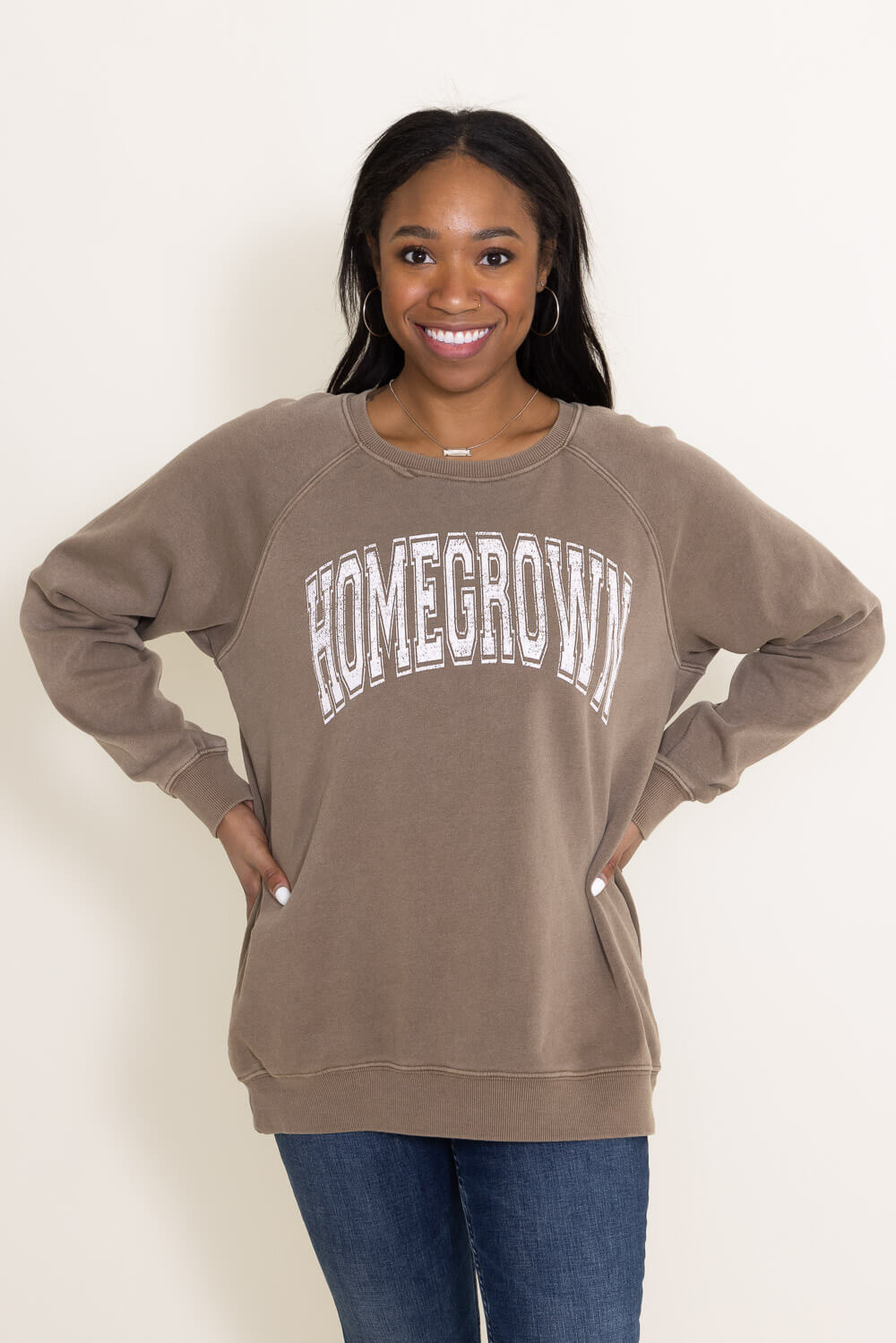 Thread & Supply Homegrown Graphic Sweatshirt for Women in Brown