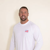 Huk Fishing Huk and Bars Pursuit Long Sleeve Tee for Men in White